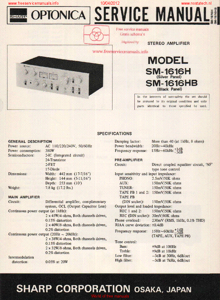 optonica sm-1616 manual
